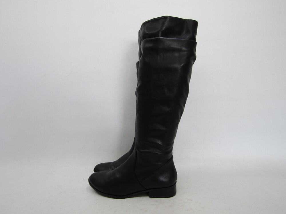 ALDO Womens Size 6 M Black Leather Zip Slouch Knee High Fashion Boots